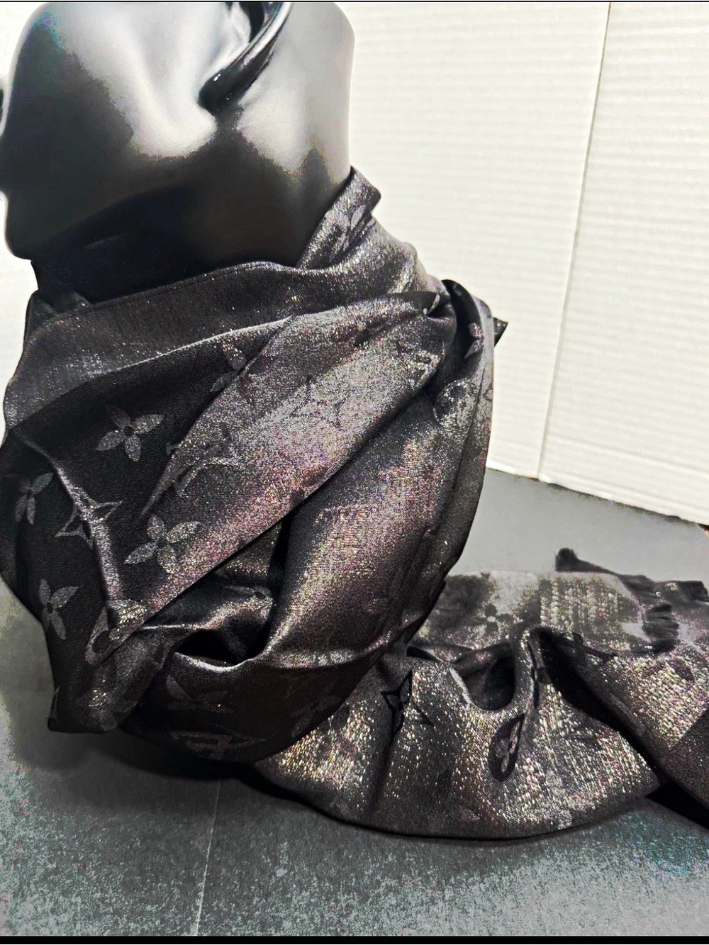 Louis Vuitton Black Monogram Lightweight Soft Scarf